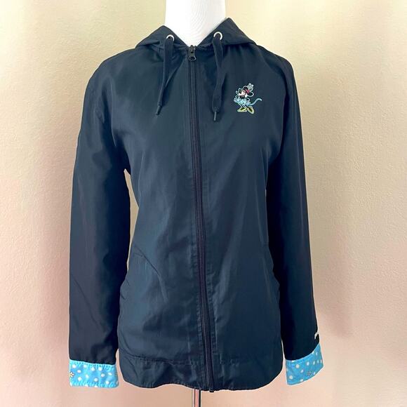 Disney Jackets & Blazers - Vintage Walt Disney EMBROIDERED FLORAL Minnie Mouse Black Park Rain Jacket Small